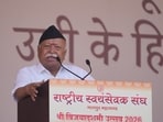 RSS Sarsanghchalak Mohan Bhagwat addresses the 'RSS Vijayadashami Utsav', in Nagpur, Maharashtra. 
