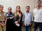 In this image received on Oct. 20, 2026, Three absconding accused carrying a reward of  <span class='webrupee'>₹</span>50,000 each in the Shiva Sharma case, Shraddha Dubey, driver Danish, and Rashmi Dubey, in police custody after being arrested in a joint operation by Lucknow Police and UP STF with the assistance of Nagpur Police. 