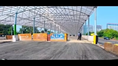 Officials said around 95% of the work had been completed, with only finishing touches, including road markings, wall paintings and lighting, remaining. (HT Photo)