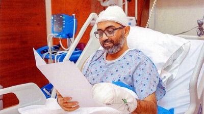 flydubai pilot Captain Smit Machchhar reads an official letter from Israeli President Isaac Herzog, expressing gratitude for his courage during an emergency midair situation. (PTI)