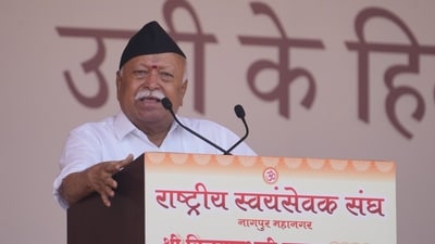 RSS Sarsanghchalak Mohan Bhagwat addresses the 'RSS Vijayadashami Utsav', in Nagpur, Maharashtra. (@RSSorg) RSS Sarsanghchalak Mohan Bhagwat addresses the 'RSS Vijayadashami Utsav', in Nagpur, Maharashtra. (@RSSorg)