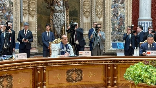 Defence Minister Rajnath Singh represents India at the Shanghai Cooperation Organisation (SCO) Council of Heads of Government meeting, in Dushanbe on Tuesday.