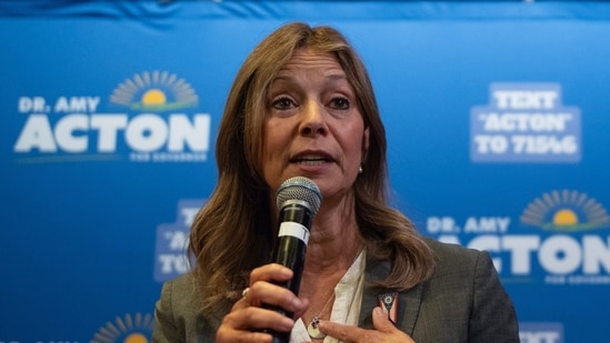 Democratic gubernatorial candidate Dr. Amy Acton speaks during a campaign event at Ohio University in Athens, Ohio, Thursday, Sept. 17.
