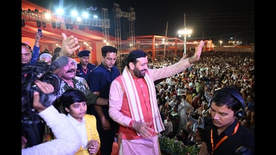 Saini also unveiled the statue of Maharaja Shoorsaini, installed along the Kurukshetra-Yamunanagar road in Ladwa town. (Manoj Dhaka/HT)