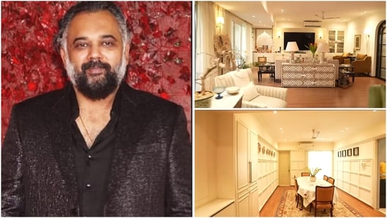 Luv Ranjan’s home combines a restrained palette, hardwood floors and contemporary glass doors with distinctive decorative features. 