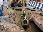 A 10x5x3-foot portion of the Noida Elevated Road’s loop caved in near Vishwa Bharti Public School on September 15