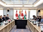 FILE: Union Minister Piyush Goyal co-chairs the 7th India-Canada Ministerial Dialogue on Trade and Investment as part of the New Roadmap 2025 with Canada’s Minister of International Trade Maninder Sidhu, in New Delhi. (@PiyushGoyal X/ANI Photo)