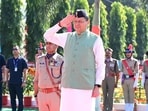 Uttarakhand chief minister Pushkar Singh Dhami pays tribute to police personnel who died in the line of duty during Police Commemoration Day at Police Lines in Dehradun on Wednesday.