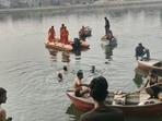 Four youths drowned after a boat capsized during Durga idol immersion in Rajasthan’s Kota. NDRF and SDRF teams recovered their bodies on Wednesday.
