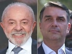 Brazilian President Luiz Inacio Lula da Silva and Brazilian presidential candidate Flavio Bolsonaro of the Liberal Party (PL)