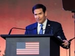 US secretary of state Marco Rubio speaks during a Freedom 250 reception at the Jio World Convention Centre in Mumbai.