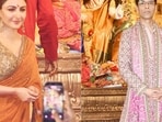 (L-R) Actor Soha Ali Khan and filmmaker Karan Johar at North Bombay Sarbojanin Durga Puja
