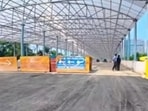 Officials said around 95% of the work had been completed, with only finishing touches, including road markings, wall paintings and lighting, remaining. (HT Photo)