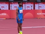 Praveen Kumar wins a gold medal in the men's high jump T44/64 event at the Asian Para Games.