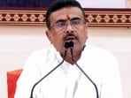 West Bengal Chief Minister Suvendu Adhikari addresses a press conference, in Kolkata on Wednesday.