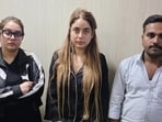 Three accused, Shraddha Dubey, driver Danish and Rashmi Dubey, after their arrest in Nagpur (Lucknow Police Media Cell/ANI Ph)