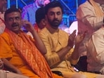 Ranbir Kapoor with West Bengal Chief Minister Suvendu Adhikari during Dussehra celebrations in Kolkata.