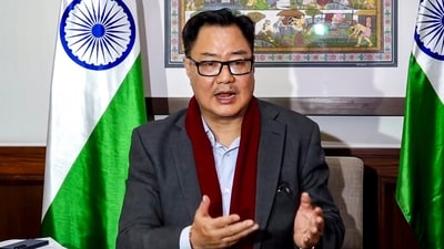 Rijiju said the government was working to restore peace in Manipur, describing the situation as a conflict between communities. (PTI) Rijiju said the government was working to restore peace in Manipur, describing the situation as a conflict between communities. (PTI)