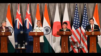 Rubio hinted at Donald Trump’s intent to get Quad roaring, with a potential meeting on the sidelines of the ASEAN summit in November, in an effort clearly aimed at mitigating some of the impacts of the US’s foreign policy. (HT Archive)