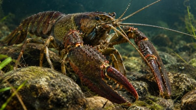Brought in for fishing in the 1960s, the signal crayfish now threatens Sweden's native noble crayfish. (AI-generated/ChatGPT) Brought in for fishing in the 1960s, the signal crayfish now threatens Sweden's native noble crayfish. (AI-generated/ChatGPT)