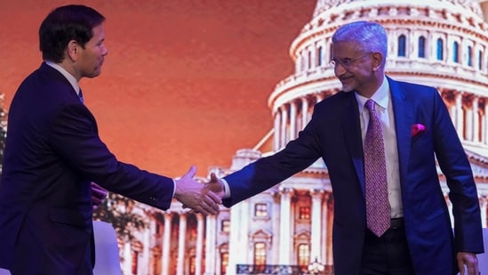 Mumbai: External Affairs Minister S. Jaishankar and United States Secretary of State Marco Rubio during the 'Freedom 250' event celebrating the 250th anniversary of American Independence, in Mumbai, Tuesday, Oct. 20, 2026. (PTI Photo/Shashank Parade)(PTI10_20_2026_000412A)