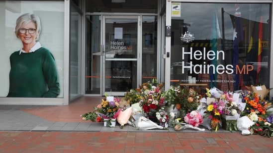 - Floral tributes are placed outside the offices of Australian lawmaker Helen Haines who was critically wounded in a "targeted" attack, in Wangaratta, Victoria