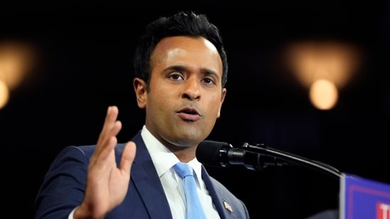 Vivek Ramaswamy was confronted about a controversial ad featuring his opponent Amy Acton's mother.