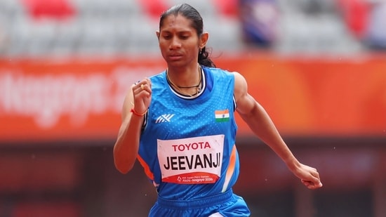 Deepthi Jeevanji in action at the games in Japan.