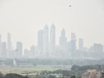 A view of towers remain surrounded by haze as air quality continues to be a concern, in Mumbai on Wednesday. 
