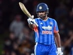 India's Sanju Samson celebrates his half-century during the 1st T20I against New Zealand at Hagley Oval ground, in Christchurch on Thursday India's Sanju Samson celebrates his half-century during the 1st T20I against New Zealand at Hagley Oval ground, in Christchurch on Thursday