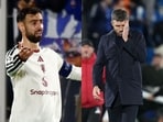 Bruno Fernandes and Michael Carrick trade criticism after Manchester United’s 1-4 Como defeat.(Reuters and AP Images)