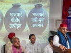 Samajwadi Party president Akhilesh Yadav addresses a press conference at the party office, in Lucknow, Uttar Pradesh. Samajwadi Party president Akhilesh Yadav addresses a press conference at the party office, in Lucknow, Uttar Pradesh.