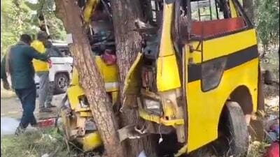 A bus carrying 46 passengers crashed into a tree near Semarmathani in Chhattisgarh’s MCB district, killing six and injuring 40, police said. A bus carrying 46 passengers crashed into a tree near Semarmathani in Chhattisgarh’s MCB district, killing six and injuring 40, police said.