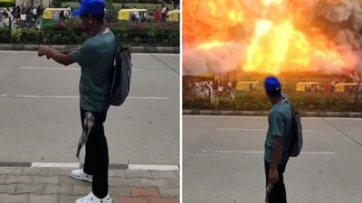 The AI-generated Vidhana Soudha blast video allegedly created by a Bihar man went viral on October 20. (Screengrab) The AI-generated Vidhana Soudha blast video allegedly created by a Bihar man went viral on October 20. (Screengrab)