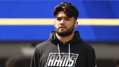 Puka Nacua reportedly cut Thursday’s practice short because of a calf issue. (Getty Images via AFP) Puka Nacua reportedly cut Thursday’s practice short because of a calf issue. (Getty Images via AFP)