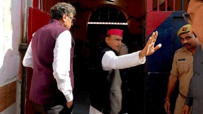 SP chief Akhilesh Yadav outside Rampur district jail on Thursday. (Sourced) SP chief Akhilesh Yadav outside Rampur district jail on Thursday. (Sourced)