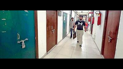 The closed offices at the administrative complex in Ludhiana on Thursday. (Manish/HT)