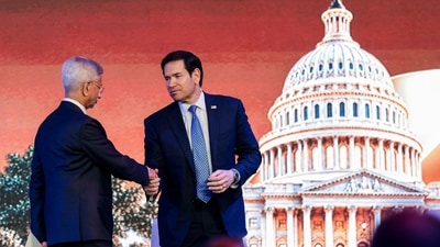 US Secretary of State Marco Rubio (R) shakes hands with External Affairs Minister Subrahmanyam Jaishankar in Mumbai on October 20. (AFP) US Secretary of State Marco Rubio (R) shakes hands with External Affairs Minister Subrahmanyam Jaishankar in Mumbai on October 20. (AFP)
