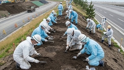 Workers handle soil and materials cleanup to manage and reuse soil removed during decontamination efforts. (AI-generated/ Google Gemini) Workers handle soil and materials cleanup to manage and reuse soil removed during decontamination efforts. (AI-generated/ Google Gemini)