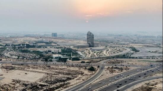 This aerial view shows the headquarters of the Saudi Arabian Oil Company (Saudi Aramco) in Dhahran in eastern Saudi Arabia on October 14, 2026. (AFP)