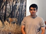 Rehan R Vadra with his photo Exhibition inside the gallery space at Bikaner House, after photographs documenting youth protests, exhibited by the nephew of Indian opposition leader Rahul Gandhi and son of Indian National Congress (INC) leader Priyanka Gandhi Vadra, were removed from display, in New Delhi, India, October 22, 2026.