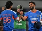 Naman Dhir celebrates the win with Shreyas Iyer. Naman Dhir celebrates the win with Shreyas Iyer.