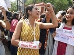 Although the main thrust of the current youth protests is about voter rolls and the credibility of the Election Commission, there are parallel protests about women’s safety and agency over their lives. (Arvind Yadav/HT Photo)