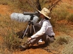 Elie in the field, studying zebra finch calls in Australia, in 2008. She has been studying the species since 2004. (Julie Elie / UC Berkeley)