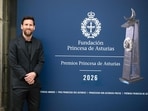Lionel Messi poses on the eve of receiving the Princess of Asturias Award for Sport(AFP)