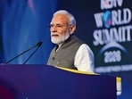 Prime Minister Narendra Modi speaks at the NDTV World Summit 2026, in New Delhi on Thursday. 