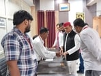 SP national president Akhilesh Yadav casting his vote for the MLC polls in Saifai on October 23. (Sourced)
