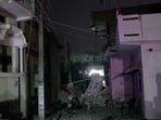 The impact of the explosion was so intense that the debris from the next part of the building fell onto the road.