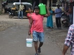 Thane, India - October 22, 2020: Residents of Diva walk for miles in search of a pail of water as the suburb like most other areas of Thane is hit by severe water cuts at Thane, Mumbai, India, on Thursday, October 22, 2020. ( Praful Gangurde/ HT Photo ) (Praful Gangurde)