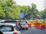 The congestion on NH-48 had also worsened due to restrictions on entry of heavy vehicles into Gurugram between 8am and 10am. (HT photo) The congestion on NH-48 had also worsened due to restrictions on entry of heavy vehicles into Gurugram between 8am and 10am. (HT photo)